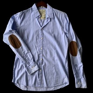Scotch and Soda blue fitted oxford w elbow patches
